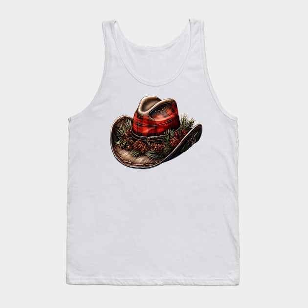 Watercolor Western Christmas Hat Tank Top by Chromatic Fusion Studio